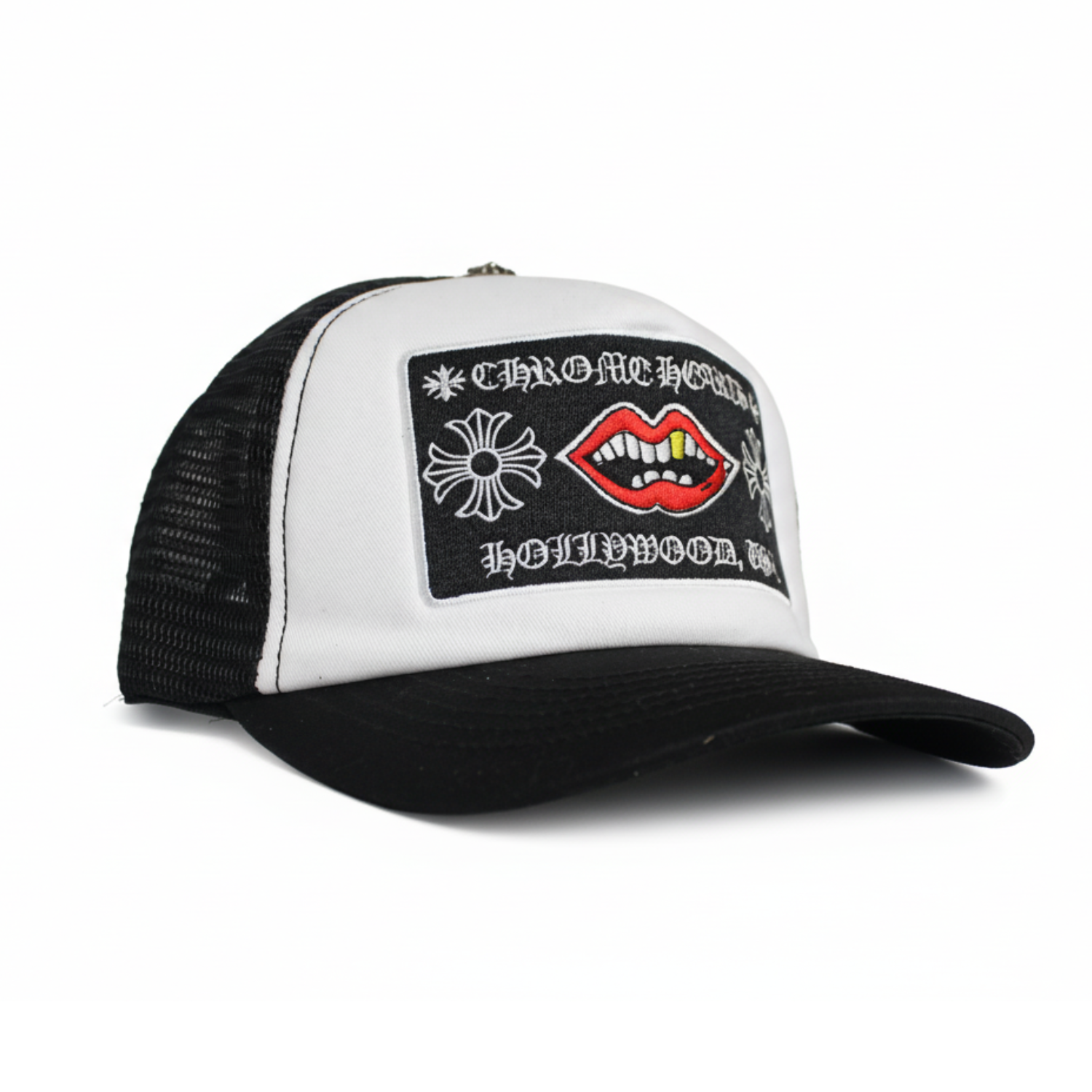 Casquette Chrome Hearts Hollywood dent en or noir/blanc de la Collection – Image 3